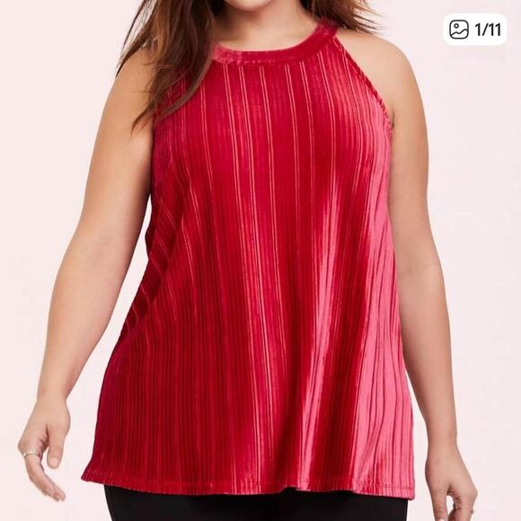 NWT Torrid Red Velvet Pleated Godess Tank Plus Sz 0 - Picture 4 of 4